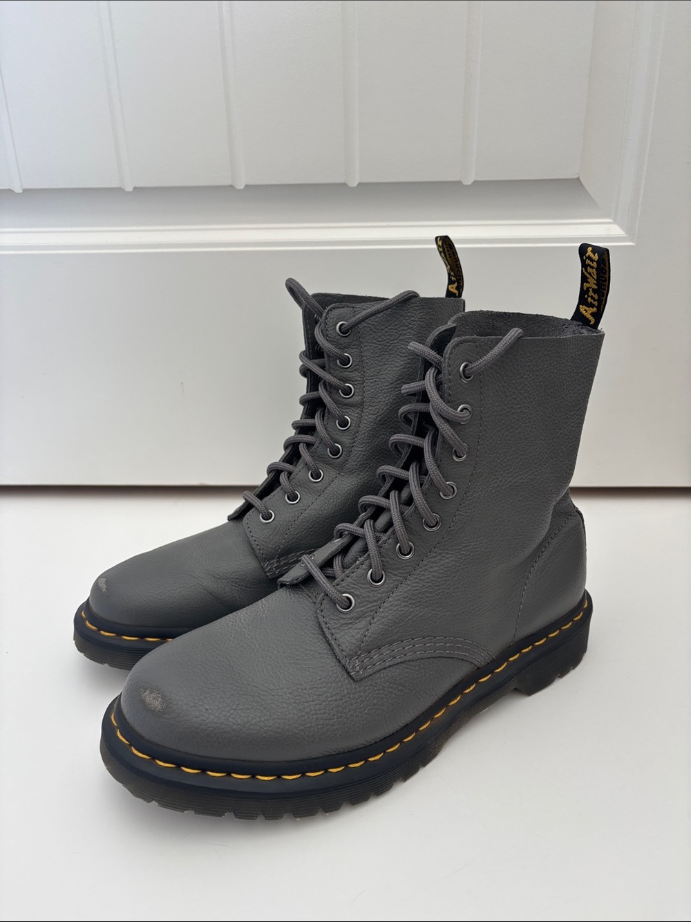 Dr. Martens 1460 Pascal Virginia Combat Boots Gunmetal Gray Women’s Size 10 New